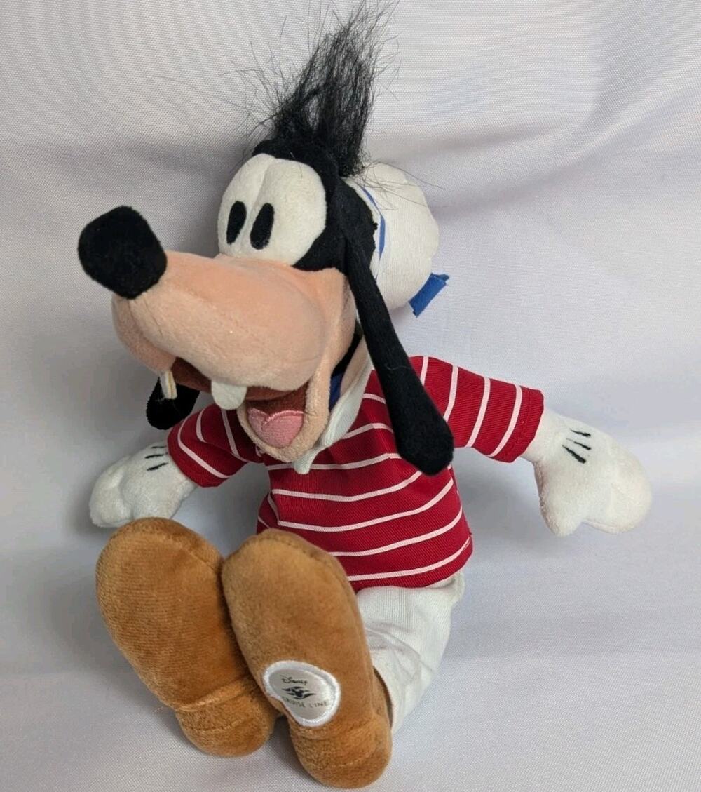 Disney Cruise Line Goofy 12” Plush Sailor Red White Striped Shirt Pant Patch Dog